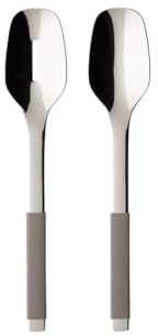 Villeroy & Boch – S+ Taupe Salatbesteck 2 Teilig Grau, Rostfrei, Spülmaschinenfest, Besteckset, Besteck Für Salat, Essbesteck, Löffel, Salatlöffel, Edelstahl/Silikon