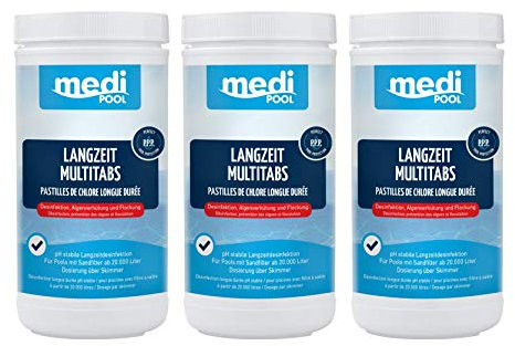 POWERHAUS24 Multi Chlortabletten 5in1 organisch - 200g - 3KG - langsam löslich - Aktivchlor Mind. 90% Pflegefibel