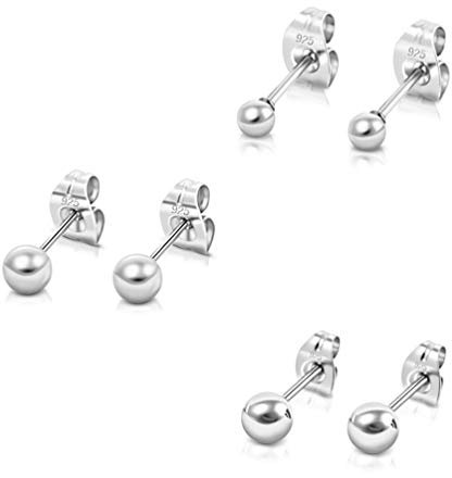 Piercing oreille - Boucle oreille homme - Earrings - Petit Clou - Clou Oreille Argent Femme - Puces Argent - Argent 925 - Bijoux Femme Argent 925 - Boucle d oreille Femme Lot - Diamètre 3, 4, 5 mm