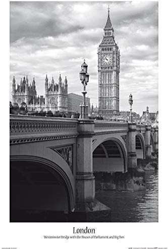 1art1 London Poster Big Ben Und Westminster Bridge Plakat | Bild 91x61 cm