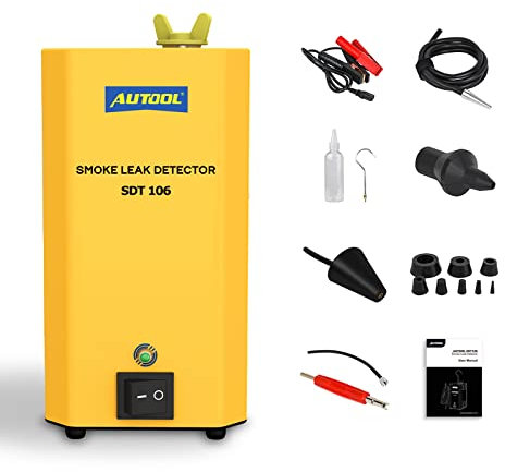 AUTOOL Auto Rauchmaschine SDT-106 Auto Lecksuche Kfz Diagnoseleck SDT106 Stützrohrsysteme/Motorrad/Autos/SUVs/LKW Rauchlecktester, Evap Rauchmaschine mit Adapter