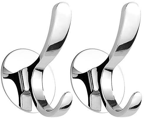 GERUIKE Colgador para Toallas de Acero Inoxidable Ganchos Adhesivos Percha para Abrigos o Albornoces Adhesivo Organizador de Cocina Toallero sin Taladro Plateado 2 Piezas