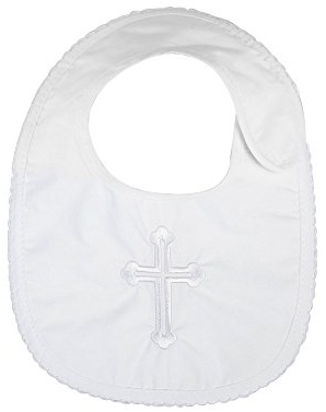 LACOFIA Infant Baby Boys Girls Christening Baptism Embroidered White Bibs