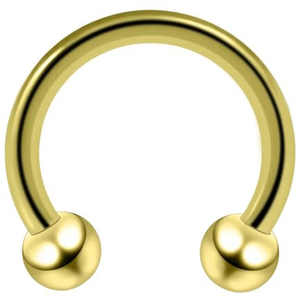 Monster Piercing 16 Gauge - 6MM Durchmesser Gold eloxiert 316L Chirurgenstahl CBB Hufeisen Septum mit Kugelnasenring Piercingschmuck