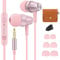 Bulees Kopfhörer für Kinder ,Sanft In-Ear Headphones mit Mikrofon und Lautstärkeregler, Niedlich Kleine Ohrhörer für iPhone6/6s,Smartphones, MP3-Rosa