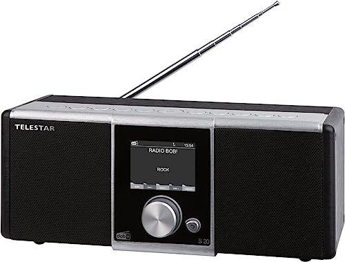 TELESTAR S 20 Digitalradio (Stereo, DAB+ / DAB/UKW, Farbdisplay, Direktwahltasten, Wecker, Favoritenspeicher) silber/schwarz