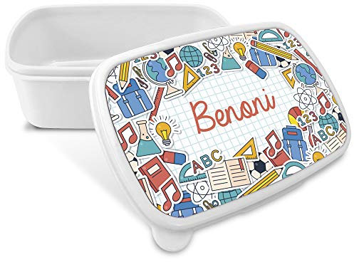 LolaPix Porta Merenda Personalizzatta con Nome/Corso. Ritorno a Scuola. Vari Disegni. School