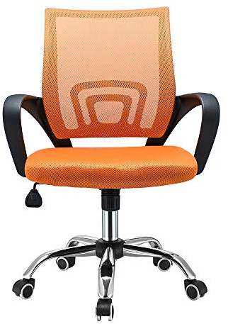 Panana Large Seat Adjustable Ergonomic Desk Chair Metal feet Swivel Office Chair Mid-Back with Lumbar Support Executive Task Chair (Orange)