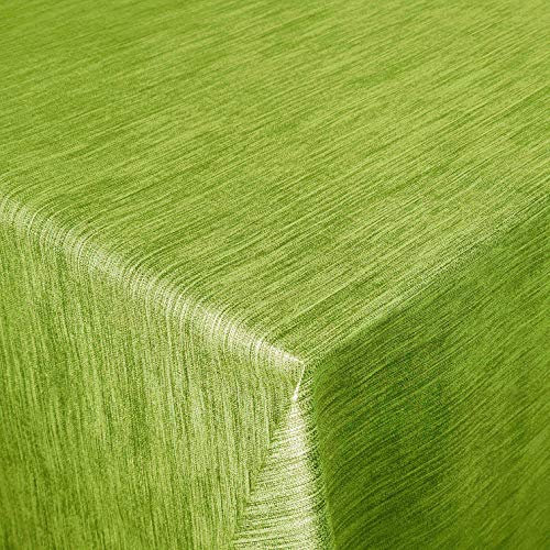 Wachstuch Wachstischdecke Tischdecke Gartentischdecke Leinen Prägung Grün Eckig 130 x 160 cm abwaschbar gefaltet