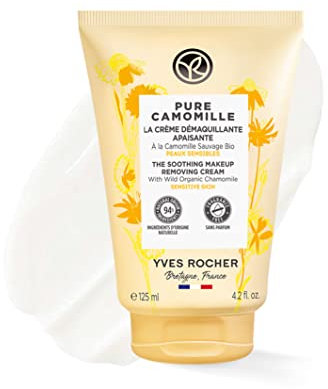 Yves Rocher Crema Desmaquillante Calmante PURE CAMOMILLE - Elimina Maquillaje Waterproof - Pieles Sensibles - Sin Perfume - 125ml