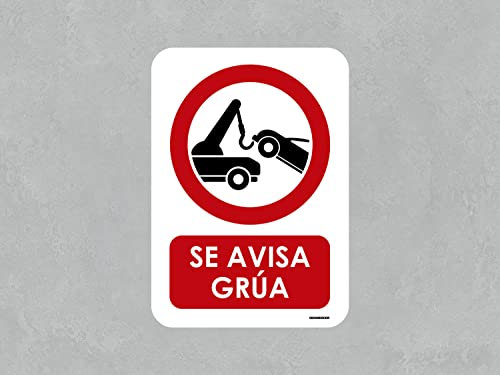Oedim Señal de Se Avisa Grua, 21x29,7cm, Señaletica en Material Vinilo Adhesivo Monomérico, Duradera y Económica