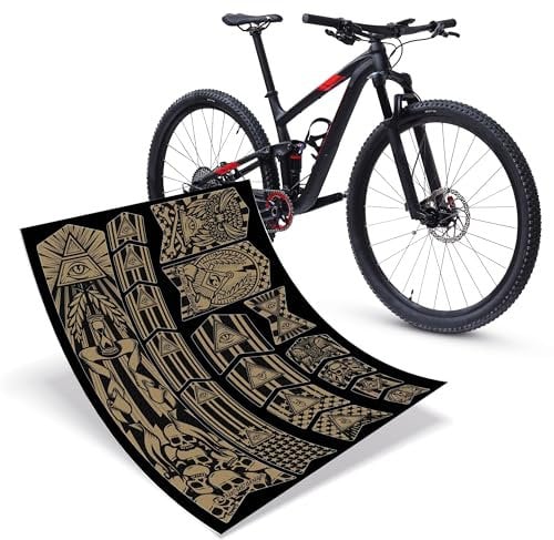 Riesel Design® - „Frame:Guard“ Fahrrad Rahmenschutz - Stylische Fahrrad Schutzfolie 17 Selbstklebende Shapes/MTB Rahmenschutzfolie für den gesamten Rahmen-Illuminati Gold