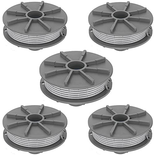 Bobine de fil pour Gardena 5307-20 débroussailleuse 1,65 mm 6,1 m, Bobine de fil rechange Coupe Bordure pour Gardena 5307 Easycut 400 Art.8846, ComfortCut450 Art.8847, PowerCut Art.8848 (5pcs)