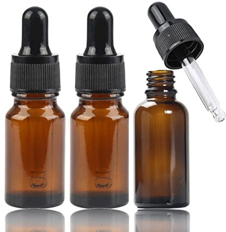 KAYZON Amber Brown Glass Bottles with Dropper Pipette, 3 x 10ml, Travel & Daily Use, Reusable, Leak Proof, UV Resistant, BPA Free