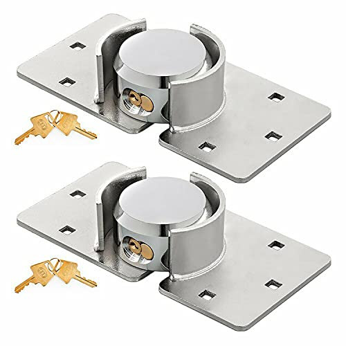 Walgreen Xample 2X Heavy Duty Van Garage Shed Door Security Padlock & Hasp Set High Security Hasp Shackle Lock 73mm Steel 2PCS, Silver