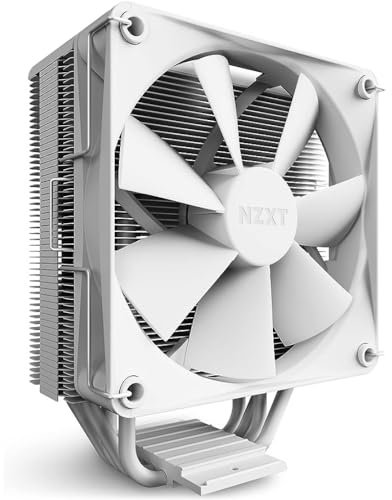 NZXT T120 Air Cooler - RC-TN120-W1 - CPU Luftkühler - 120mm PWM Lüfter - Direktkontakt Technologie- 4 Kupfer-Heatpipes - Optional 2 Lüfter möglich - passend für Intel und AMD Sockel - Weiß