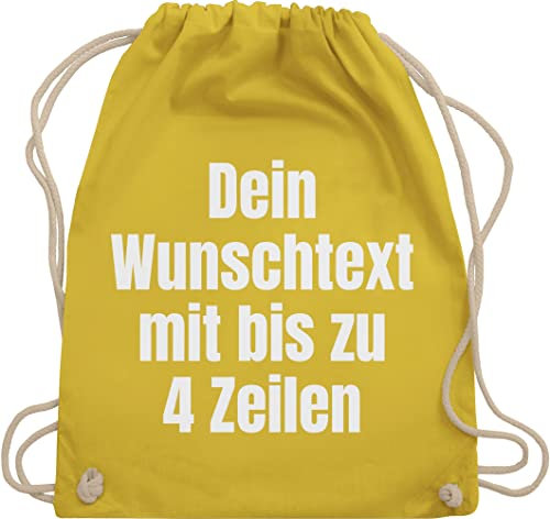 Turnbeutel Rucksack - Aufdruck selbst gestalten - Wunschtext I Eigener Text I Custom Text - Unisize - Gelb - personalisierter beutel stoffbeutel name personalisierte datum beuteltasche