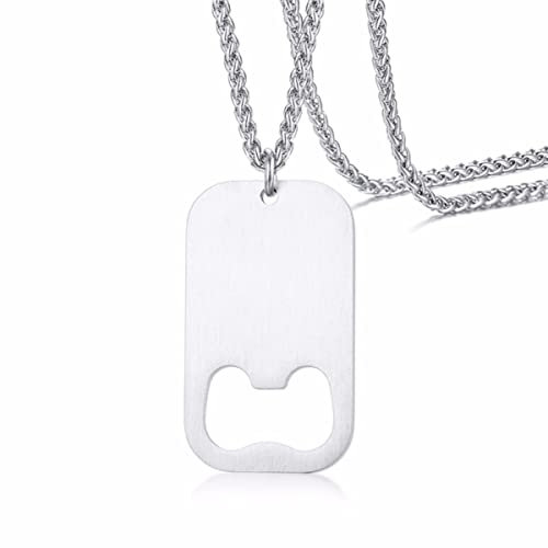 YAHOYA Bottle Opener Stainless Steel Dog Tag Pendant Personalised Necklace Perfect for Father's Day