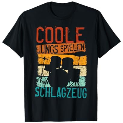 Coole Jungs Spielen Schlagzeug Retro Schlagzeuger Kinder T-Shirt