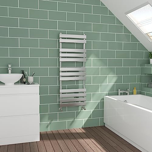 Warmehaus Flat Panel Chrome Towel Radiator Bathroom Heated Towel Rail 1200x450mm