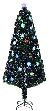 VINGLI Albero di Natale artificiale in fibra ottica con 250 luci bianche calde, decorazioni per feste con robusto supporto in metallo, ramo completo di 1000 punte