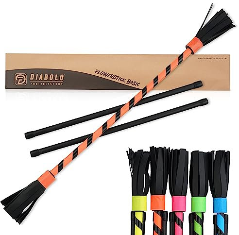 Diabolo Freizeitsport Flowerstick Basic (naranja) - Palillo de flores reactivo UV con 2 varillas de fibra de vidrio, llama la atención en festivales, ideal para principiantes