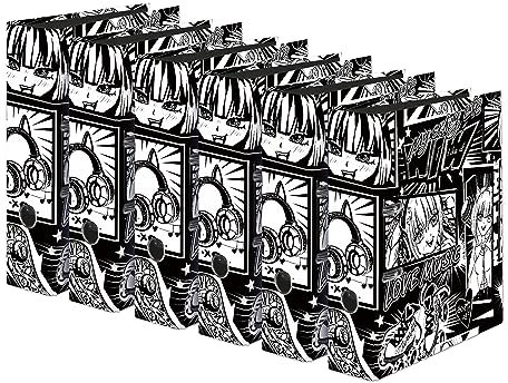 Original Falken 6-er Pack Motiv-Ordner Manga Black&White. Made in Germany. 8 cm breit DIN A4 Vegan Ringordner Aktenordner Briefordner Büroordner Plastikordner Schlitzordner