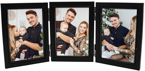 Triple Photo Picture Frame 6 x 4, Black, Holds 3 Photographs, Picture Frame, 10 x 15 cm, 6x4 Picture Frames, Black 6x4 Photo Frames, 4x6 Photo Collage Gallery Display