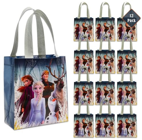 Disney Set di 12 sacchetti per bomboniere di Frozen – Confezione da 12 sacchetti per feste per bambini riutilizzabili (Disney Frozen forniture per feste di compleanno)