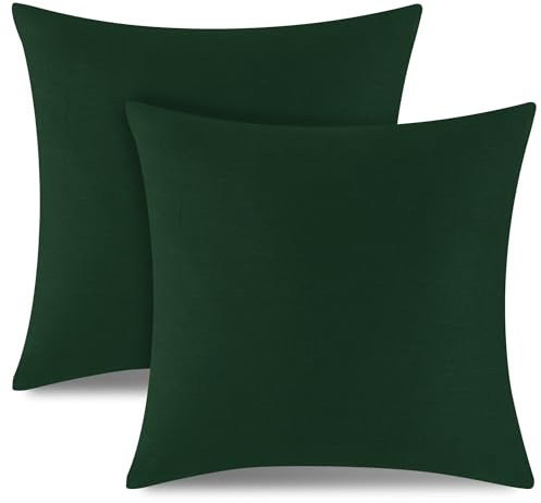 ATsense 2er Set Kissenbezug 80x80 cm - 100% Baumwolle, Waldgrün Kopfkissenbezug mit Reißverschluss, Super Weicher Kissenbezug, ÖkoTex Zertifiziert für Allergiker Geeignet