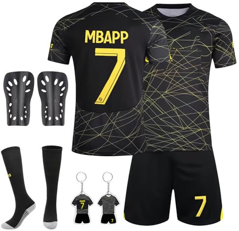 Kids Football Kit - Training Shirts, Shorts, Socks, Guard Plate and Keychain - 2023/24 Home and Away Jerseys - Gifts for Boys Girls