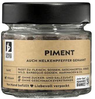 Bremer Gewürzhandel Piment, ganz, Pimentkörner, Nelkenpfeffer zum Kochen und Backen, 35g im Glas