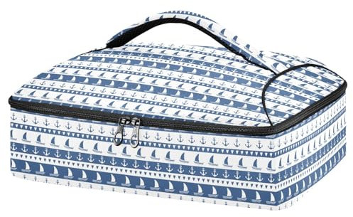 Mnsruu Navy Vector Casserole Carrier for Hot or Cold Food, Insulated Casserole Dish Carrier Bag with Lid, Food Carrier for Travel Party Picnic Tote Bag