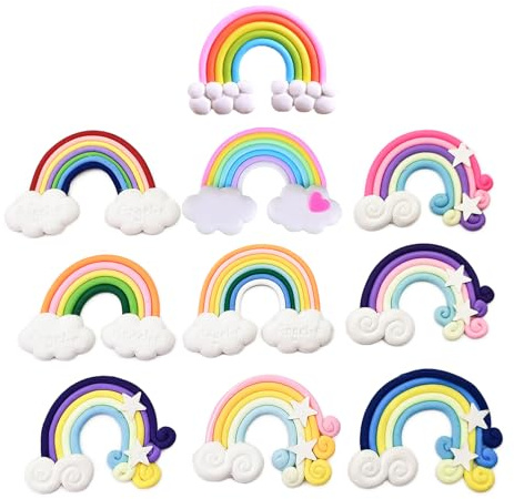 10 Stück Miniatur Regenbogen Kunststoff Modelle, Puppenhaus Miniatur Winzige Regenbogen Figuren Mini PVC Landschaftsbau Dekoration, Niedliche Sachen Zubehör für Geschenk Party Feengarten Dekorationen
