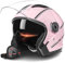 RYDZCLH Caschi Moto Casco Mezza Faccia 3/4, Casco Moto Open Face Omologato DOT per Uomo Donna, Casco Moto da Strada con Doppia Visiera E Prese d'Aria Multiple,Rosa,M 56~62cm