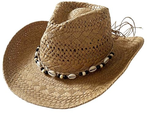 KDAMGOQE Chapeaux de Paille pour Hommes Paille Cowboy Chapeau Solo Protection Largeur Rond de Paille de Paille