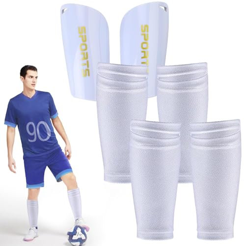 Schienbeinschoner Jugendliche Fussball Weiß Klein Schienbeinschoner Fußball Herren Damen Schienbeinschoner Socken mit Optimierter Einstecktasche Dünne Schienbeinschonerhalter Shin Pads Football