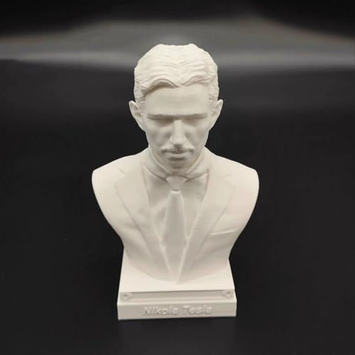 Newton Statue Wissenschaftler Einstein Büste Statue 3D Druck Galileo Figur Madame Curie Skulptur Tesla für Wohnzimmer Home Desk Decor Tesla Collection Figur Hawking Bust (Nikola Tesla)