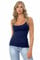 Hamishkane® Womens Plain Bodycon Cami Strappy Sleeveless Tank Tops, Slim Fitted Scoop Neck Vest Tops Women UK, Stretchy Gym Wear, Casual Summer Ladies Vest Navy