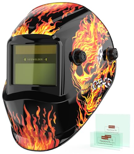 YESWELDER Maschera per Saldatura Auto-oscurante True Color | filtro anti-luce blu, oscuramento DIN 4/9-13, reazione 1/30000s, MIG/TIG/MMA