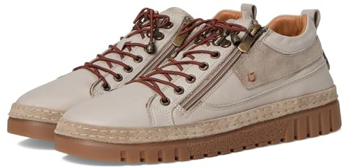 Spring Step Women's LAURIA Leather & Suede Casual Shoes–Lace-Up Zip Sneakers with Arch Support, Removable Insole & Thick Rubber Sole–Stylish All-Day Comfort LIGHT GREY EU 36 / US 5.5-6