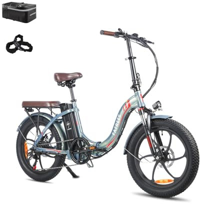 Fafrees F20 PRO E-Bike Klapprad Elektrofahrrad 20 Zoll Fatbike, 250W Motor 36V 18AH Akku, 20 * 3,0 Zoll Mountainbike Elektrofahrrad 40 Nm (Hecktasche + Autoschloss, Buntes Grün)