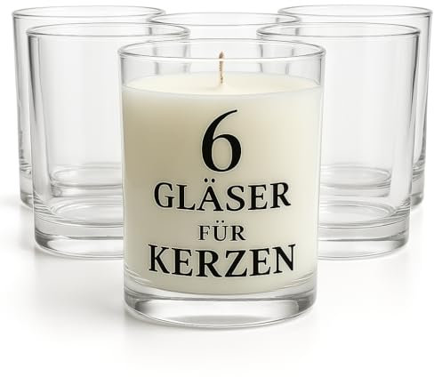 Glasmark KROSNO 1992 Lot De 6 Pots en Verre Transparent Pour Fabrication de Bougies Bricolage 275 ml