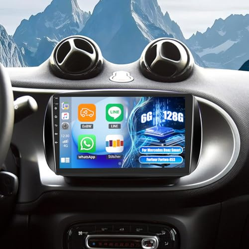 Android 15, 6G+128G GOHHDL Autoradio 2Din per Mercedes Benz Smart Forfour Fortwo 453 2014-2022 Carplay Android Auto, Touchscreen da 9 pollici con Mirror Link GPS WIFI BT FM/RDS EQ +AHD Retrocamera MIC
