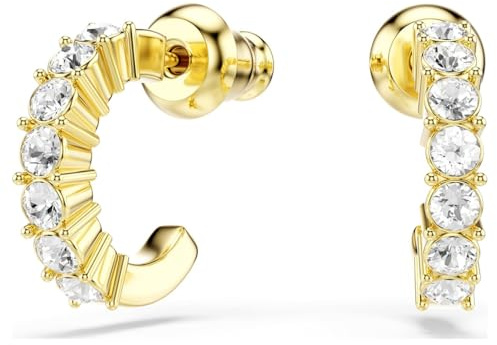 Swarovski Mini Hoop earrings Round cut - White - Gold-tone plated 5725790