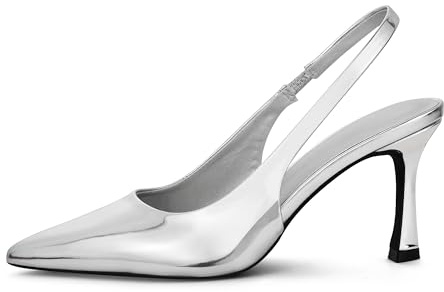 GENSHUO Eleganti Scarpe con Tacco da 10 cm Pompe Donna Tacco a Gattino Punta Appuntita Cinturino alla Caviglia