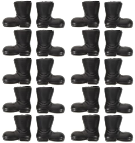MUELODSIC 50 Stück Miniatur Weihnachtsmann Stiefel Bunte Kunststoff Mini Schuhe Puppenhaus Zubehör für Weihnachten Schwarz