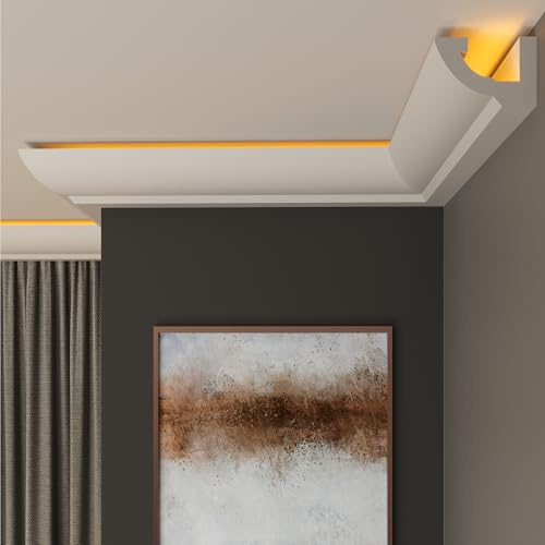 FAST DECOR Premium Led Coving Cornice, Coving for Ceilings, Led Coving for Ceilings, LED Compatible Cornice Trim, Xps Coving for Ceiling, Moulding for Ceiling Lightweight (30m, CLU06)
