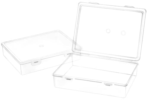 QWORK® A5 Size Portable File Box, Clear Plastic Storage Box with Latching Lids, 2 Pack, Ideal for Documents, Magazines, Scrapbooks, Photos, 22 x 15.5 x 5 cm