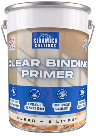 SIRAMICO COATINGS Clear Binding Primer I 5 Litres I Water-Based Acrylic Sealer & Surface Stabiliser for Peeling Paint, Flaking Plaster, Chalky Walls I Deep Penetration, Breathable & Durable Bond